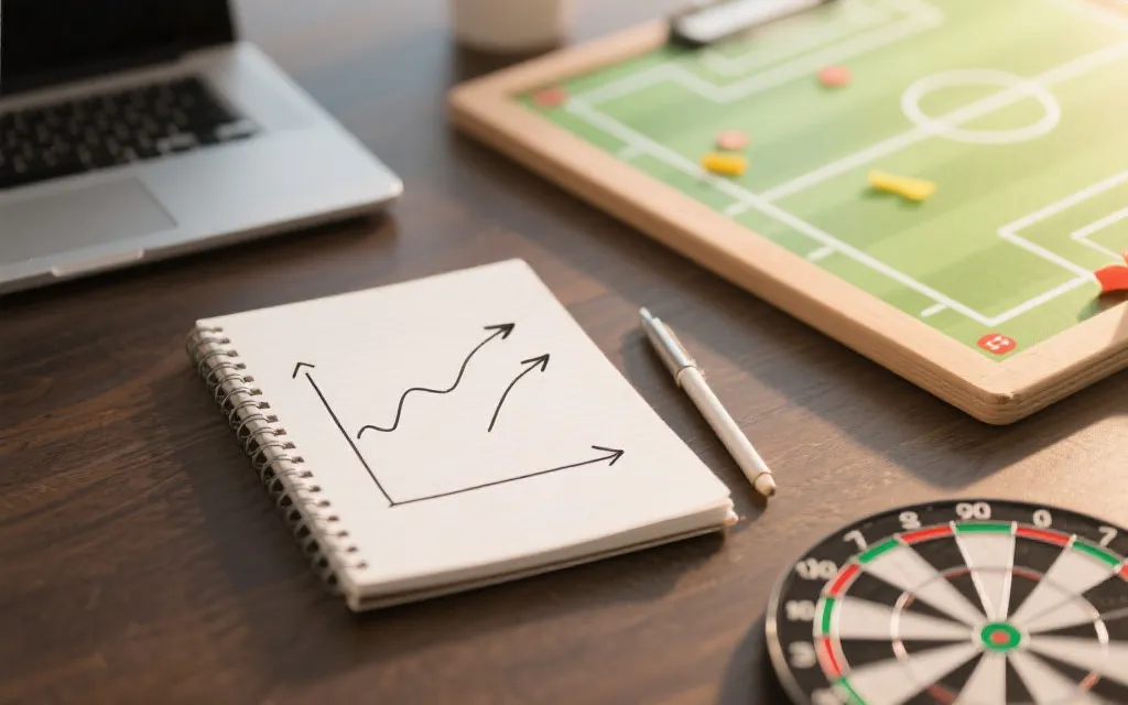 笔记本上写着概率曲线与盘口箭头的分析场景